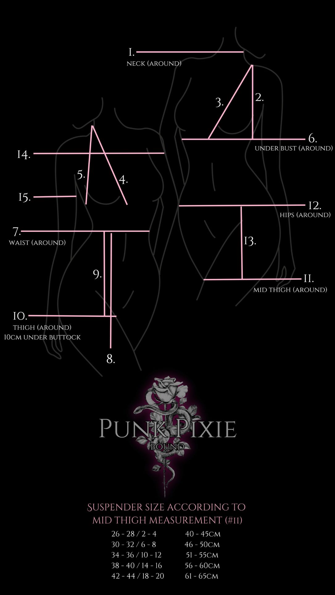 Punk Pixie Bound Size Chart
